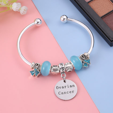 Ovarian Cancer Awareness Charm Bangle Bracelet
