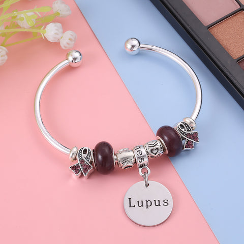 Lupus Awareness Charm Bangle Bracelet