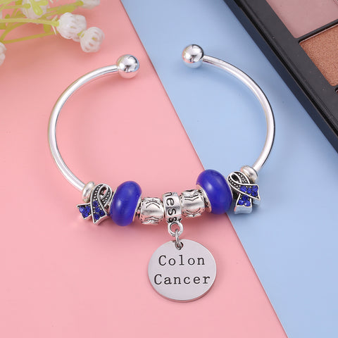 Colon Cancer Awareness Charm Bangle Bracelet