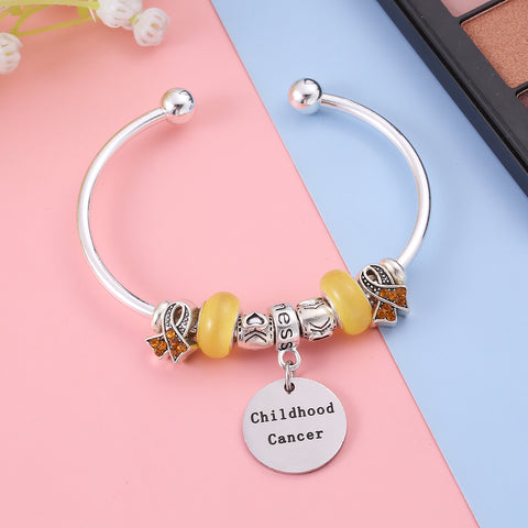 Childhood Cancer Awareness Charm Bangle Bracelet
