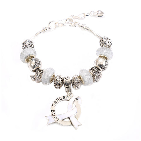 Lung Cancer Awareness Luxury Charm Bracelet - The Awareness Store