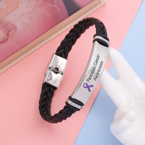 Pancreatic Cancer Leather Awareness Bracelet - The Awareness Store