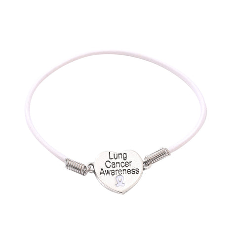 Lung Cancer Awareness Heart Charm Stretch Bracelet - The Awareness Store