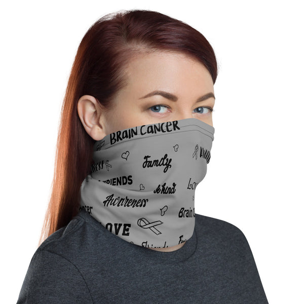 Brain Cancer Awareness Love and Be Kind Word Pattern Face Mask / Neck Gaiter