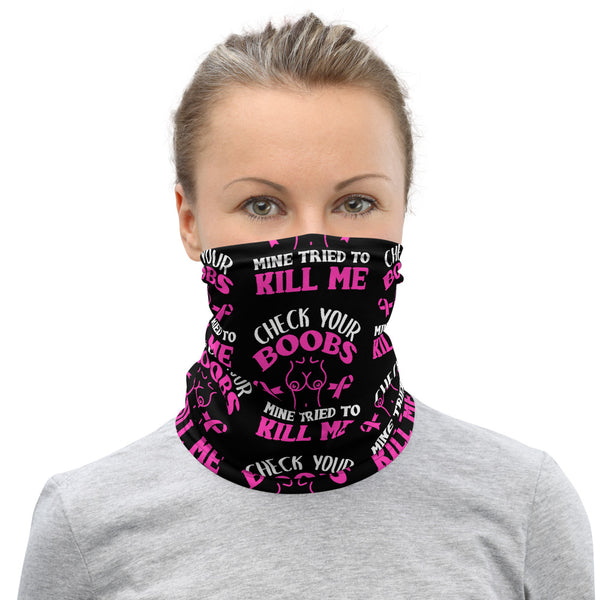 Breast Cancer Awareness Check Your Boobs Face Mask / Neck Gaiter - The Awareness Store