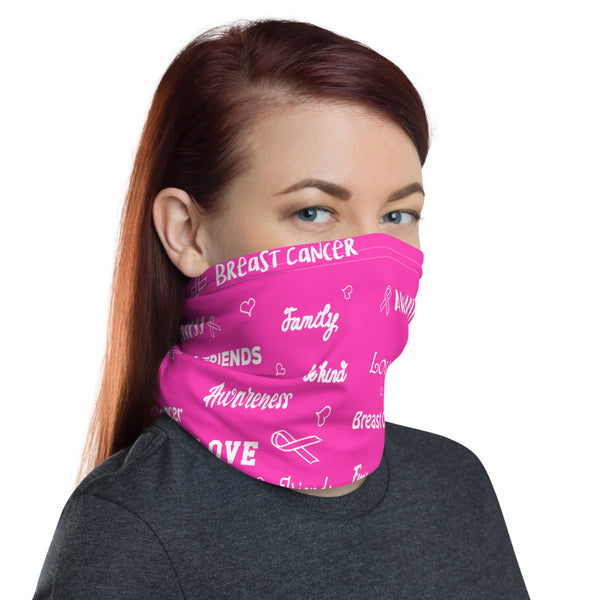 Breast Cancer Awareness Love and Be Kind Word Pattern Face Mask / Neck Gaiter