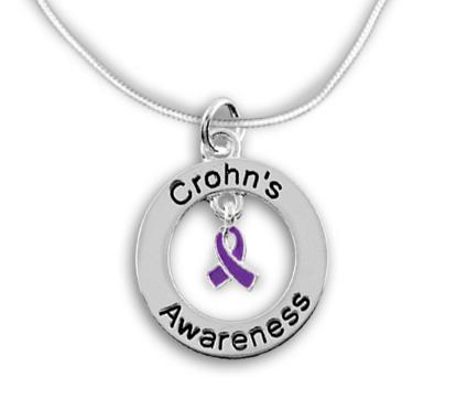 Crohn's Floating Ribbon Awareness Necklace | The Awareness Store