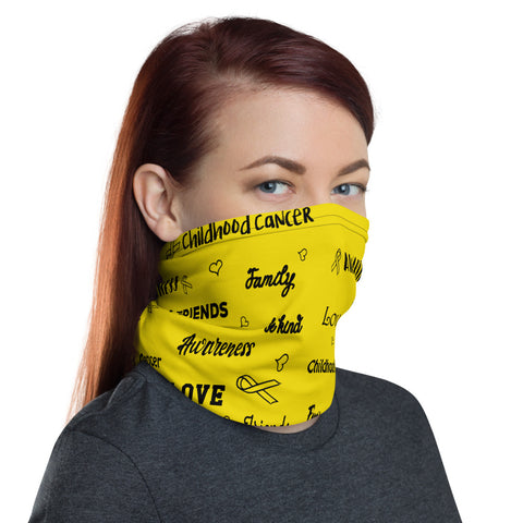 Childhood Cancer Awareness Love and Be Kind Word Pattern Face Mask / Neck Gaiter