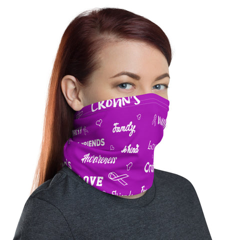 Crohn's Awareness Love and Be Kind Word Pattern Face Mask / Neck Gaiter - The Awareness Store