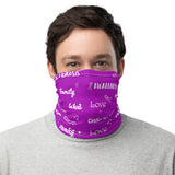 Cystic Fibrosis Awareness Love and Be Kind Word Pattern Face Mask / Neck Gaiter