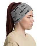 Diabetes Awareness Love and Be Kind Word Pattern Face Mask / Neck Gaiter