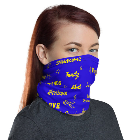 Down Syndrome Awareness Love and Be Kind Word Pattern Face Mask / Neck Gaiter - The Awareness Store