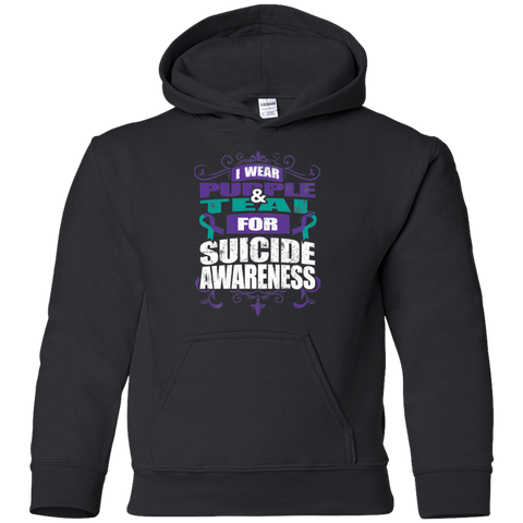 I Wear Teal & Purple for Suicide Awareness! KIDS Hoodie - The Awareness Store