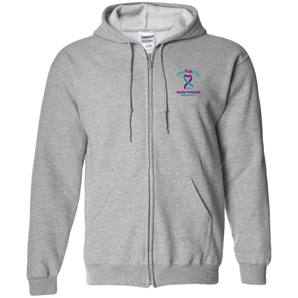 I Wear Purple & Teal for Suicide Prevention! Zip up Hoodie