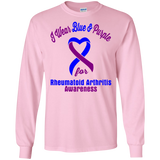 I wear Blue & Purple! Rheumatoid Arthritis Awareness Long Sleeve T-Shirt - The Awareness Store