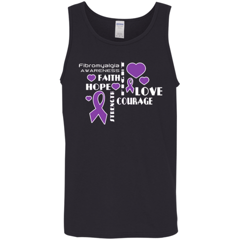 Faith Hope Love Courage Fibromyalgia Awareness Tank Top - The Awareness Store