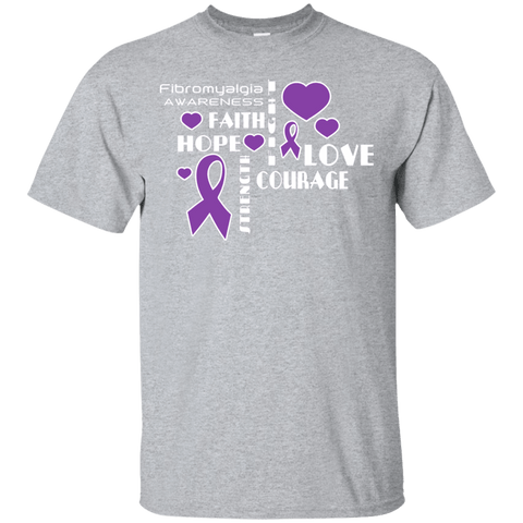 Hope Faith Love Fibromyalgia Awareness T-Shirt - The Awareness Store