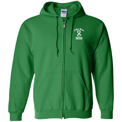 I Wear Green for Depression! Zip up Hoodie