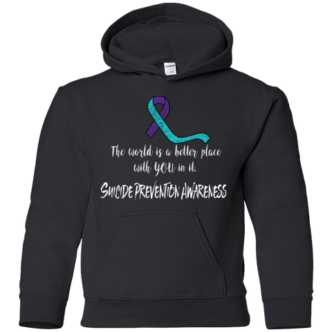 The world is a better place with you in it! Suicide Prevention Awareness KIDS Hoodie - The Awareness Store