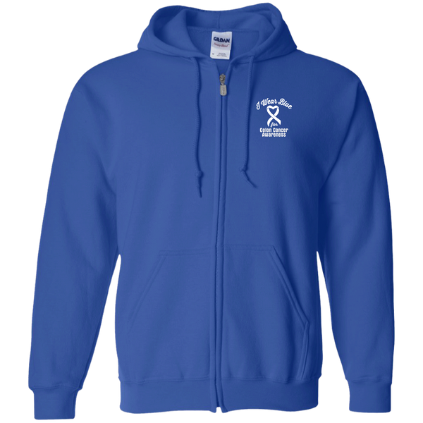 I Wear Blue for Colon Cancer! Zip up Hoodie