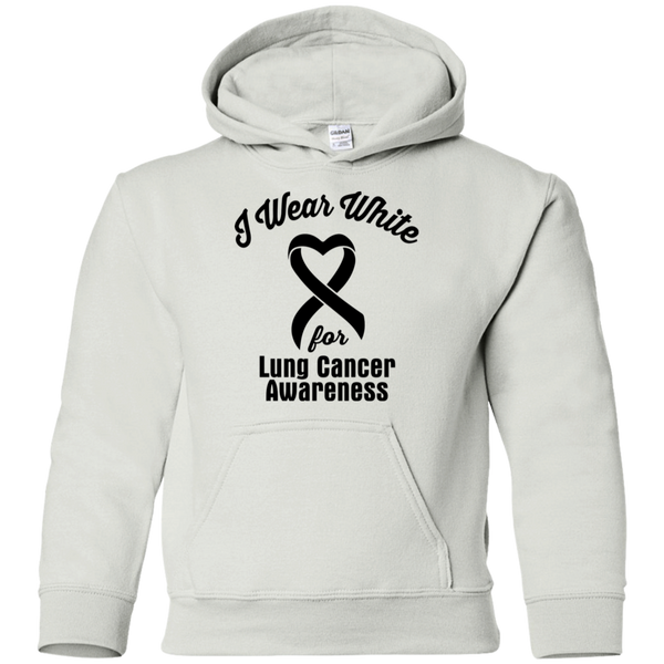 I Wear White Lung Cancer Awareness Kids Pullover Hoodie