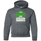 I Wear Green for Depression Awareness! KIDS Hoodie