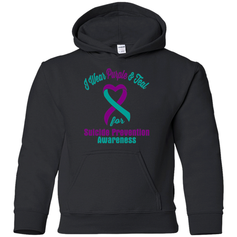I Wear Purple & Teal!! Suicide Prevention Awareness KIDS Hoodie - The Awareness Store