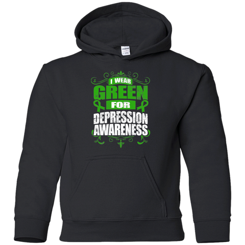 I Wear Green for Depression Awareness! KIDS Hoodie - The Awareness Store
