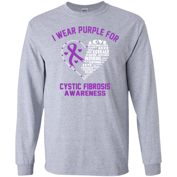 I wear Purple for Cystic Fibrosis Awareness Long sleeve & Sweater