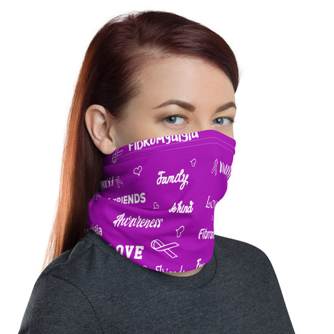 Fibromyalgia Awareness Love and Be Kind Word Pattern Face Mask / Neck Gaiter - The Awareness Store