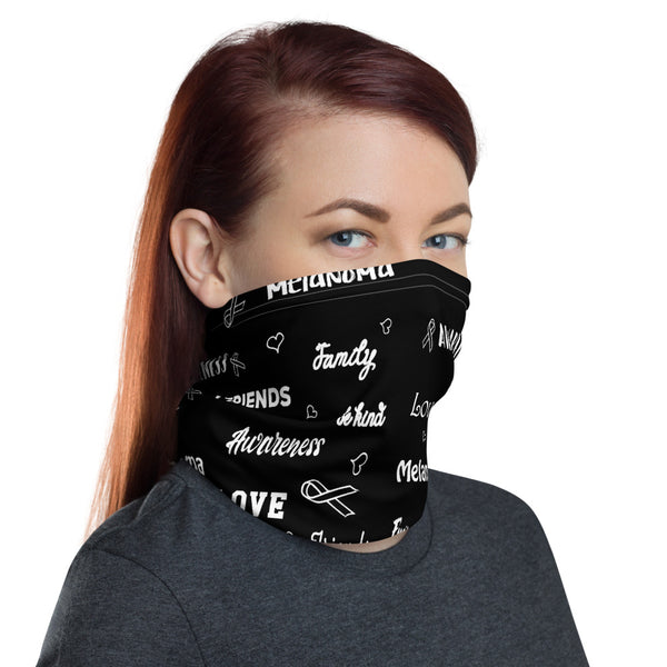 Melanoma Awareness Love and Be Kind Word Pattern Face Mask / Neck Gaiter