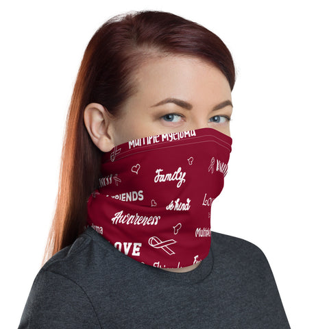 Multiple Myeloma Awareness Love and Be Kind Word Pattern Face Mask / Neck Gaiter - The Awareness Store
