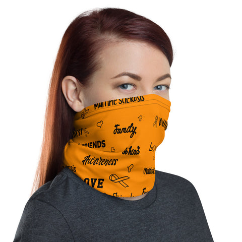 Multiple Sclerosis Awareness Love and Be Kind Word Pattern Face Mask / Neck Gaiter - The Awareness Store