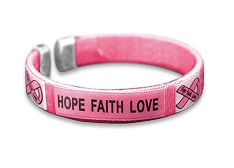 Breast Cancer Awareness Bangle- Hope Faith Love