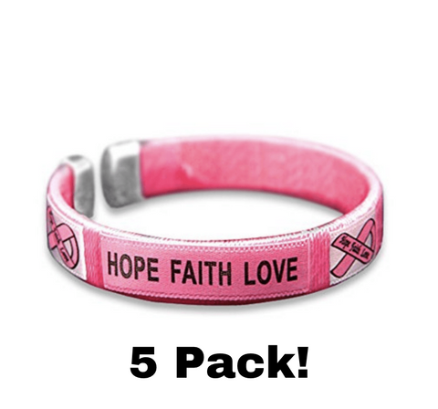 5 Pack Breast Cancer Awareness Bangles - The Awareness Store