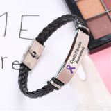 Cystic Fibrosis Leather Awareness Bracelet