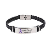 Cystic Fibrosis Leather Awareness Bracelet