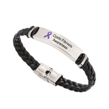 Cystic Fibrosis Leather Awareness Bracelet