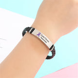 Cystic Fibrosis Leather Awareness Bracelet