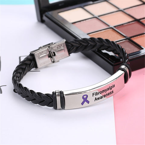 Fibromyalgia Leather Awareness Bracelet - The Awareness Store