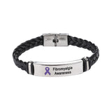 Fibromyalgia Leather Awareness Bracelet