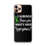 Depression Awareness I Survived, What's Your Superpower? iPhone Case - The Awareness Store