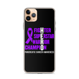 Pancreatic Cancer Awareness Fighter, Superstar, Warrior, Champion, Hero iPhone Case - The Awareness Store
