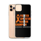 Leukemia Awareness Fighter, Superstar, Warrior, Champion, Hero iPhone Case