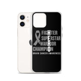 Brain Cancer Awareness Fighter, Superstar, Warrior, Champion, Hero iPhone Case