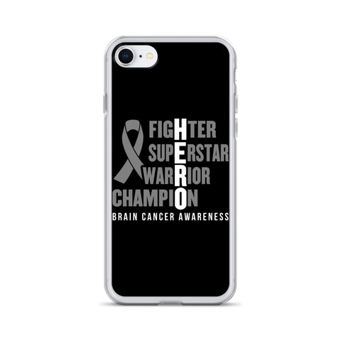 Brain Cancer Awareness Fighter, Superstar, Warrior, Champion, Hero iPhone Case