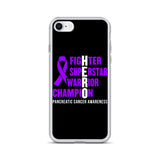 Pancreatic Cancer Awareness Fighter, Superstar, Warrior, Champion, Hero iPhone Case - The Awareness Store