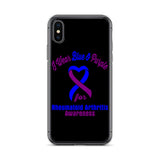 Rheumatoid Arthritis Awareness I Wear Blue & Purple iPhone Case