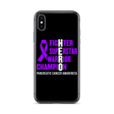 Pancreatic Cancer Awareness Fighter, Superstar, Warrior, Champion, Hero iPhone Case - The Awareness Store