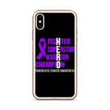 Pancreatic Cancer Awareness Fighter, Superstar, Warrior, Champion, Hero iPhone Case - The Awareness Store